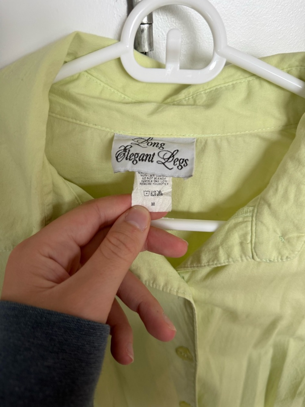 Long Elegant Legs Light Lime Button-Down Shirt - Picture 3 of 4
